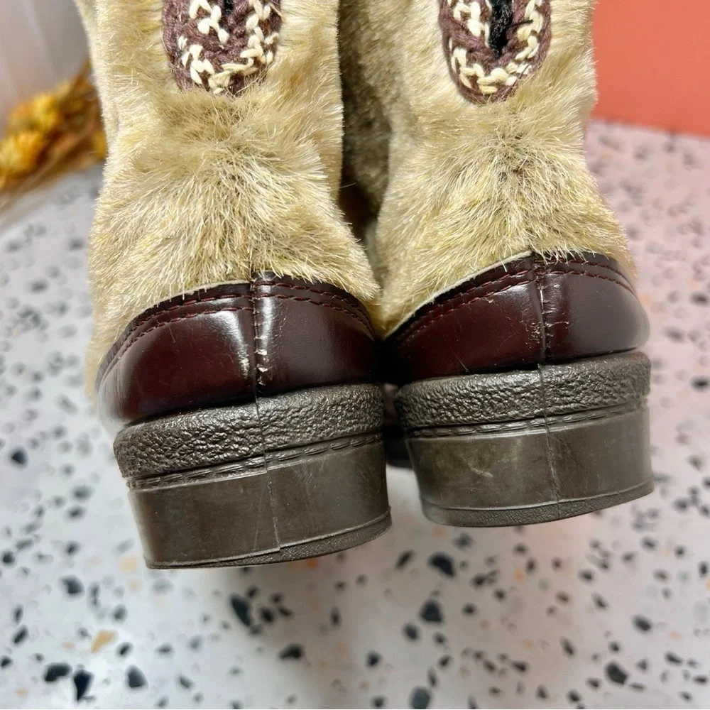 Vintage Apres Ski Faux Fur Cabin Boots Winter Lodge Women’s Snow Boots Sz 8